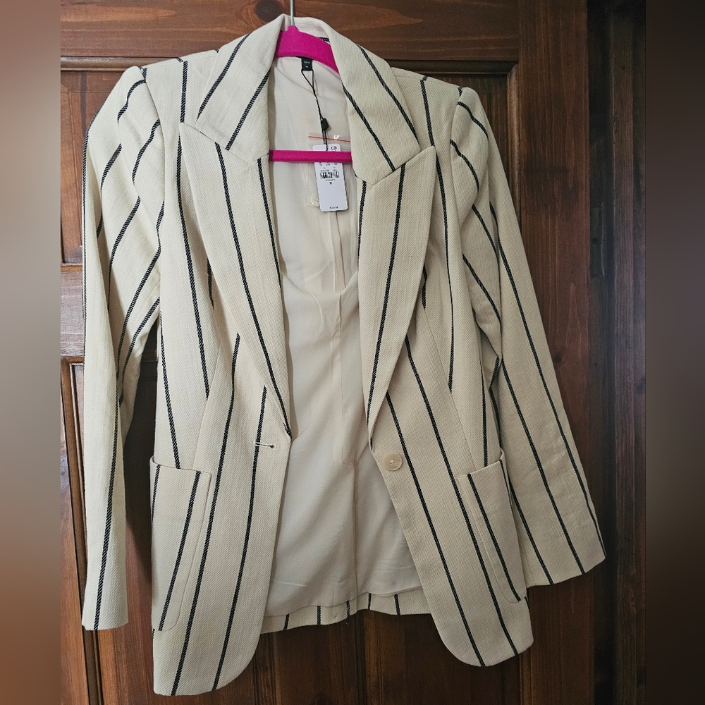 Express Striped Cream Blazer